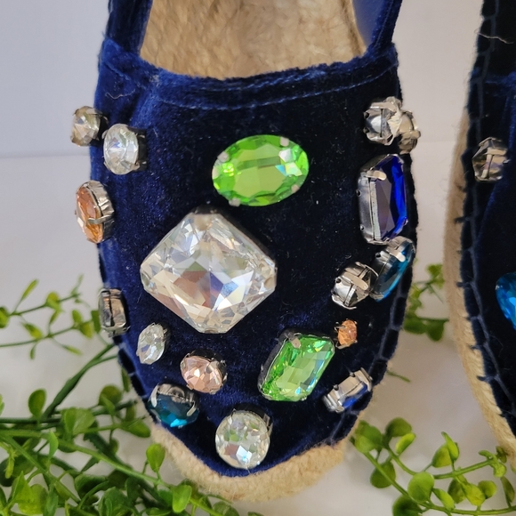 Baldi London Clementina  Navy Blue Velvet Jewel Espadrilles women's size… - Picture 4 of 10